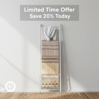 Blanket Ladder 4-Layer Towel Racks Wall-Leaning Blanket Holder Decorative Display Metal Ladder Shelf Stand for Livingroom Bathroom Bedroom