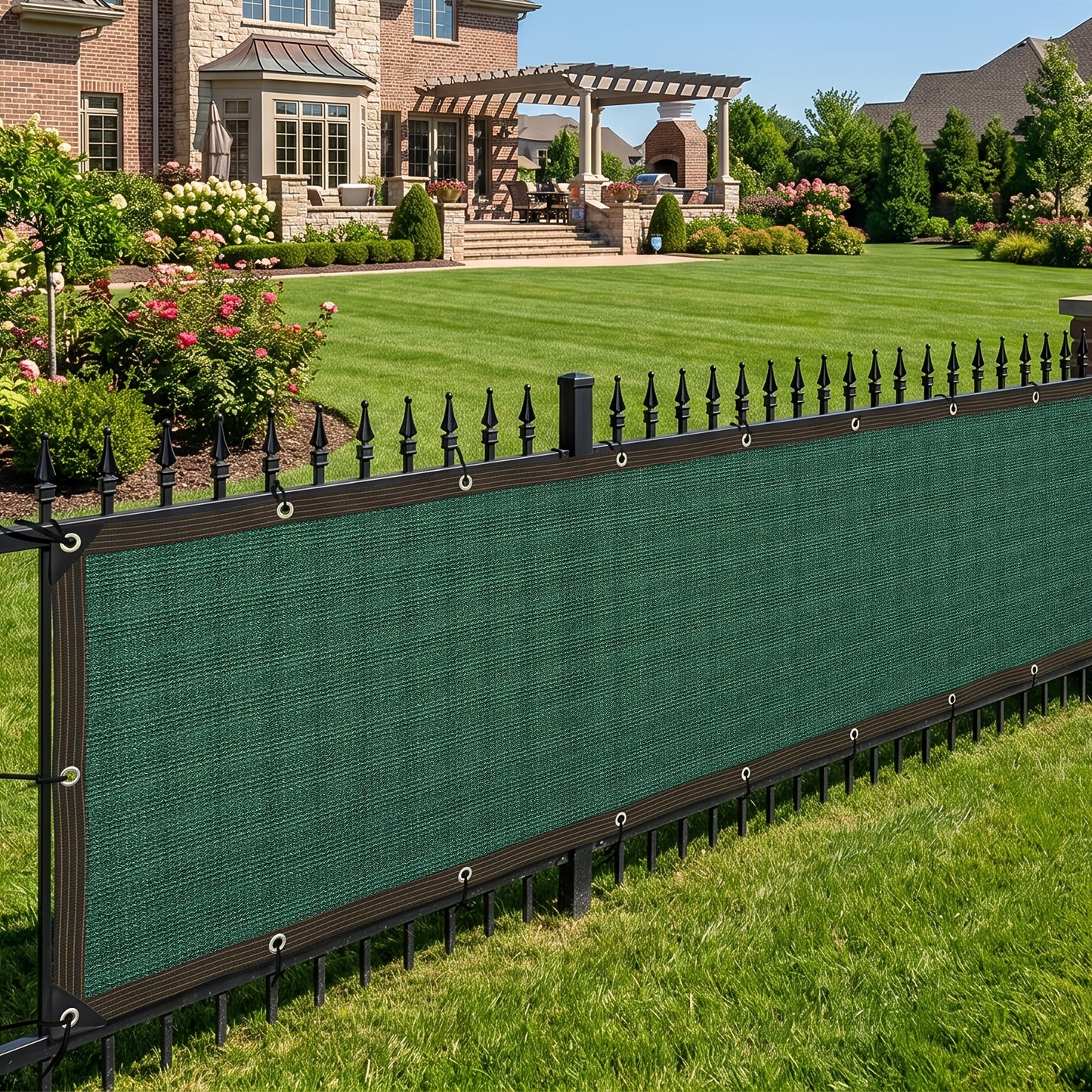 [Heavy Duty Privacy Screen] 5Ft X 25Ft/6Ft X 50Ft Fence Privacy Screen, Heavy Duty Privacy Fence Screen, Outdoor Shade Cloth Mesh Barrier, Includes 33Ft Black Rope, Green