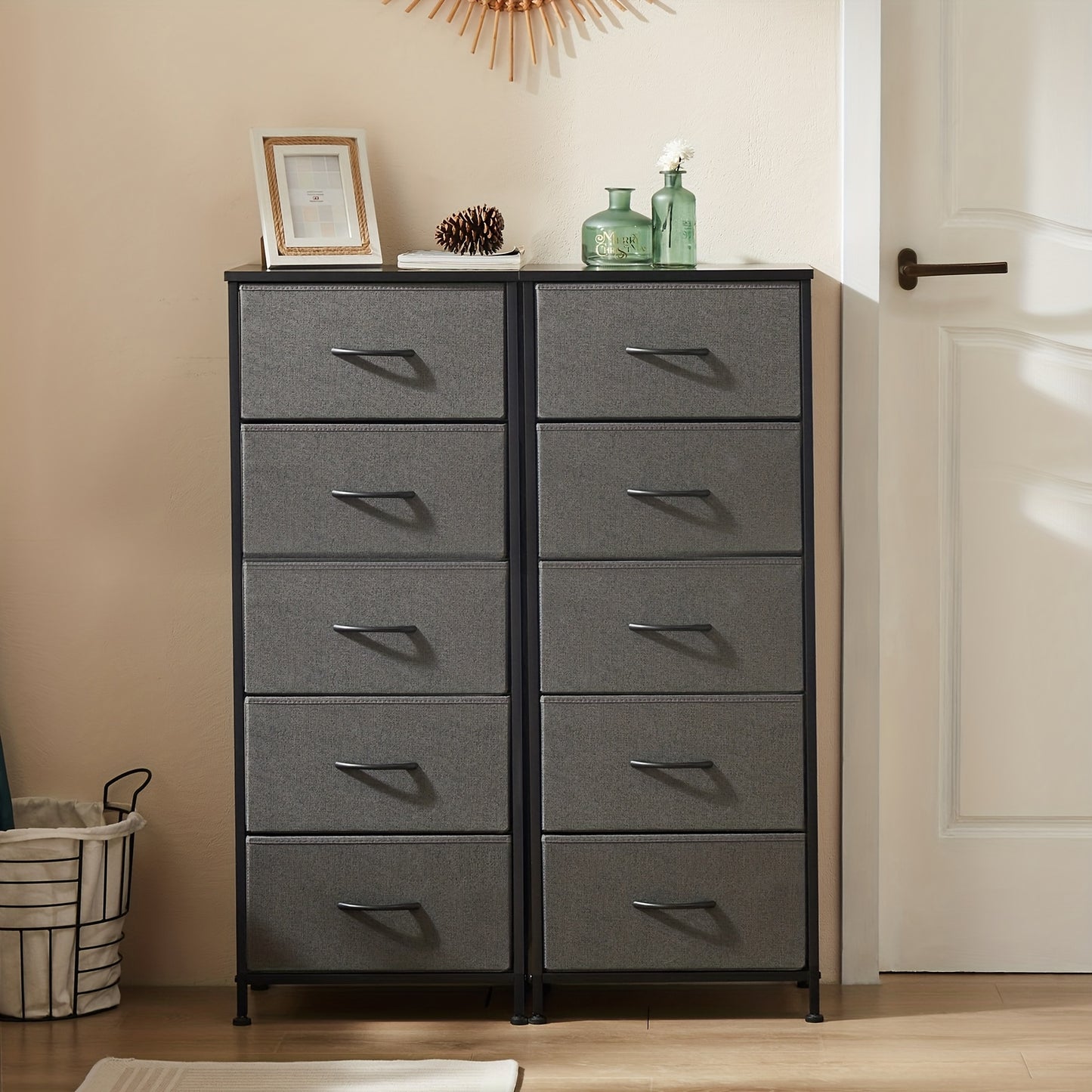 5-Drawer Heavy-Duty Storage Cabinet with Sturdy Steel Frame & Wood Top Rack - Freestanding Unit, 27"+ Height, 3.2+ Cu Ft Capacity, Multi-Drawer Organizer for Home, Office, Bedroom, Basement - Easy Assembly (Available in 4 Colors)