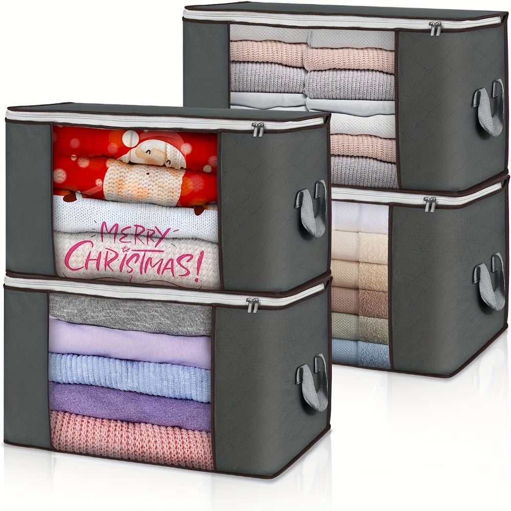 Large Storage Bags 23.78 Gal Foldable Clothes Storage Bins Closet Organizer Containers with Reinforced Handle for Clothing Blankets Comforters Bed Sheets Pillows 4 5 6 12 Pack Gray
