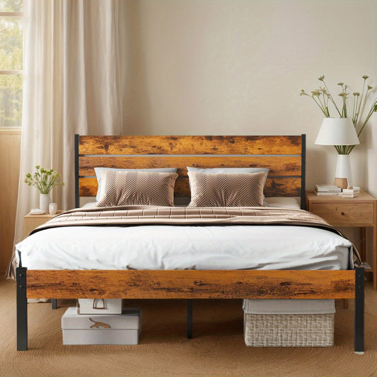 Modern All-Metal Bed Frame with Headboard And Footboard – Tool-Free Assembly, Underbed Storage, No Box Spring – Available in Queen, Full, And Twin Sizes