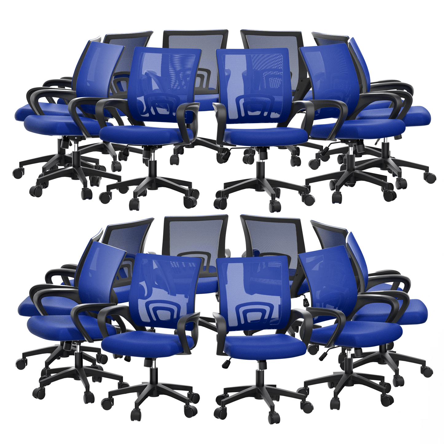 Mesh Office Home Chair, Mid Back Ergonomic Rolling Swivel Chair with Padded Seat and Armrest