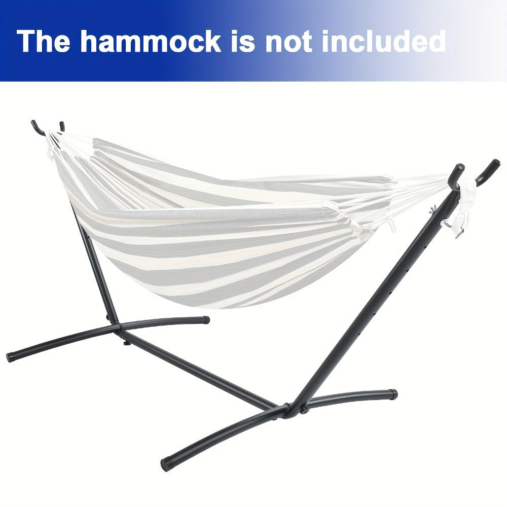 Adjustable Hammock Stand 440 LB Capacity – Heavy-Duty Portable Steel Frame with 6-Level Height Adjustment & Anti-Slip Feet for Camping, Garden, Patio, Backyard & Beach (Hammock Not Included)