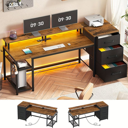 Computer Desk shown in the Rustic Brown option