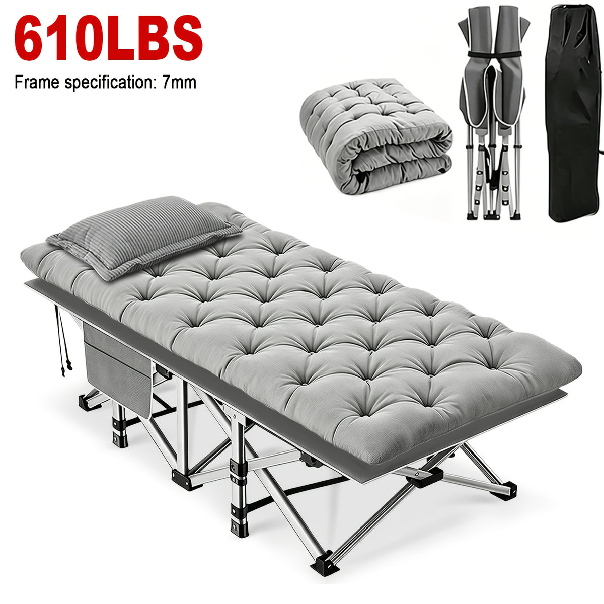Folding Bed shown in the 610lb•Grey option