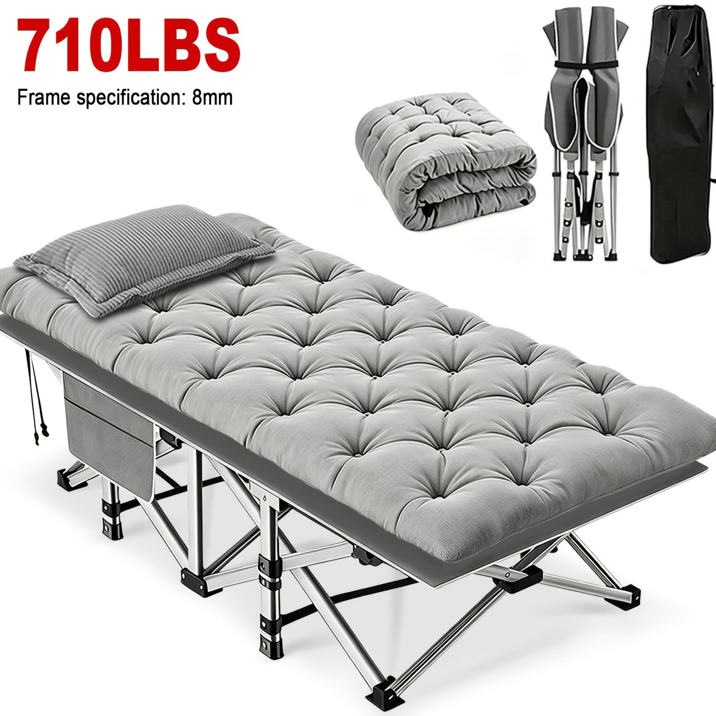 Folding Bed shown in the 710lb•Grey option