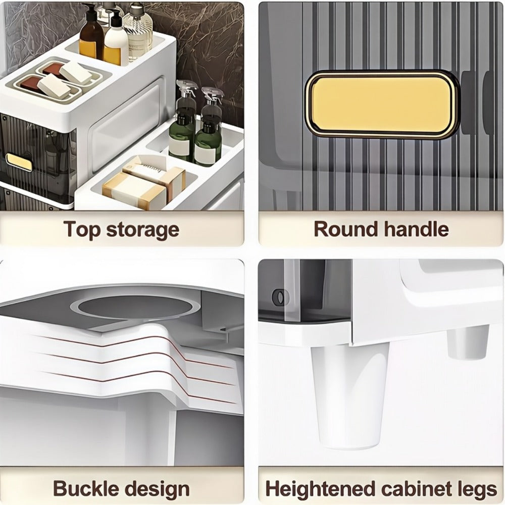 Slim Storage Cabinet with Drawers, Waterproof PP Material, 3 4 5 6 Layer Drawer Unit for Bathroom Kitchen Bedroom Small Spaces Organization