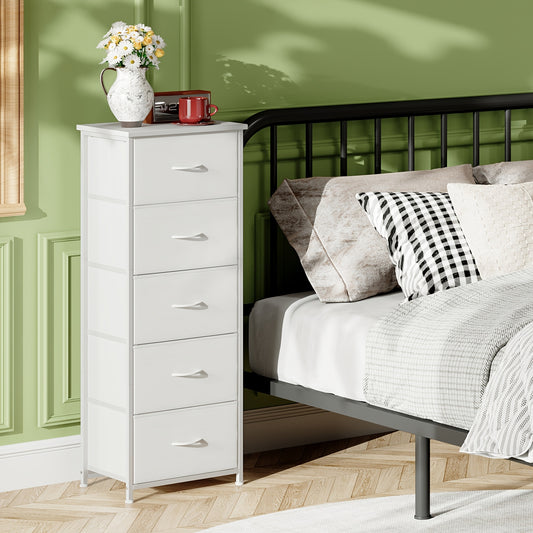 EUNOS Tall Dresser for Bedroom, Storage Organizer Chest Of Drawers with Removable Fabric Bins for Living Room Closet Bedside Laundry Entryway Hallway