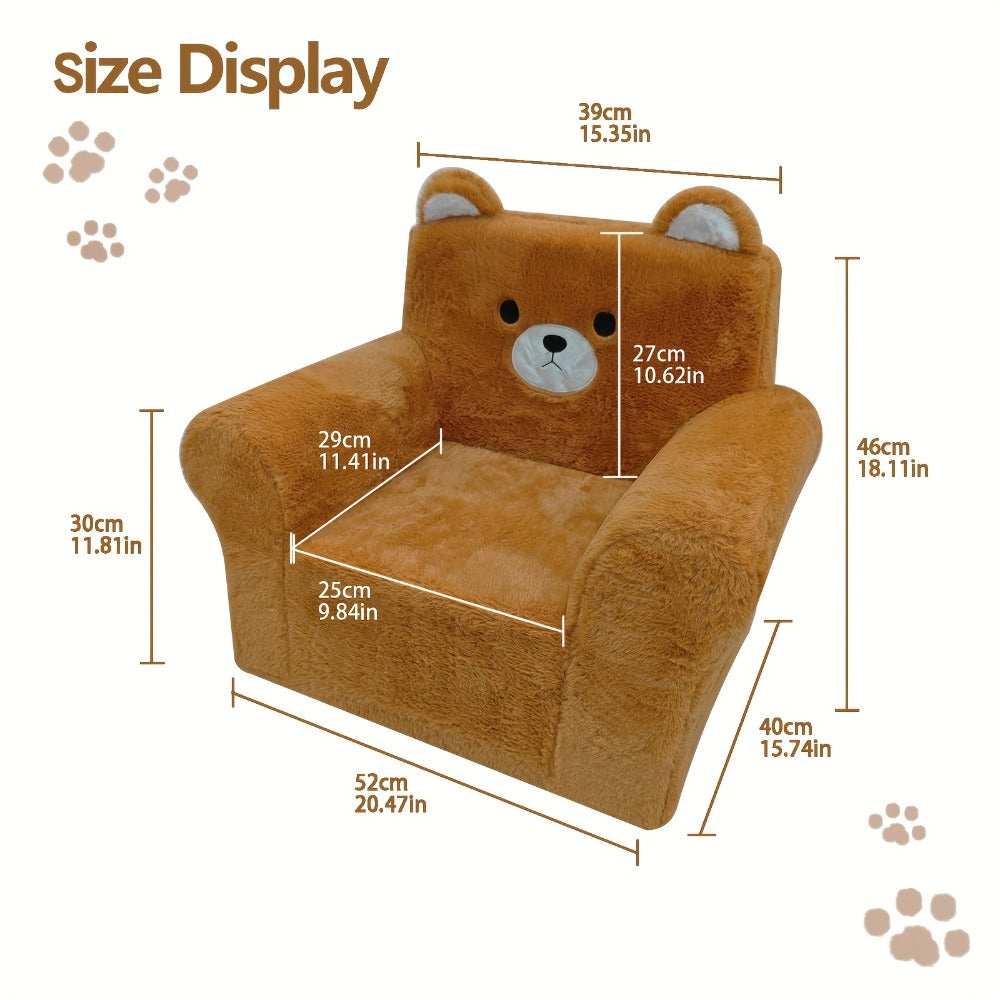 Kids Sofa/Teens - Ultra-Soft Teddy Bear Fleece & Machine-Washable Cover | 19.2"x13"x19.7"Ergonomic Support Chair, 5.6lbs Lightweight | Breathable Skin-Friendly Lounger For Game Room/Playroom (Cozy Beige)