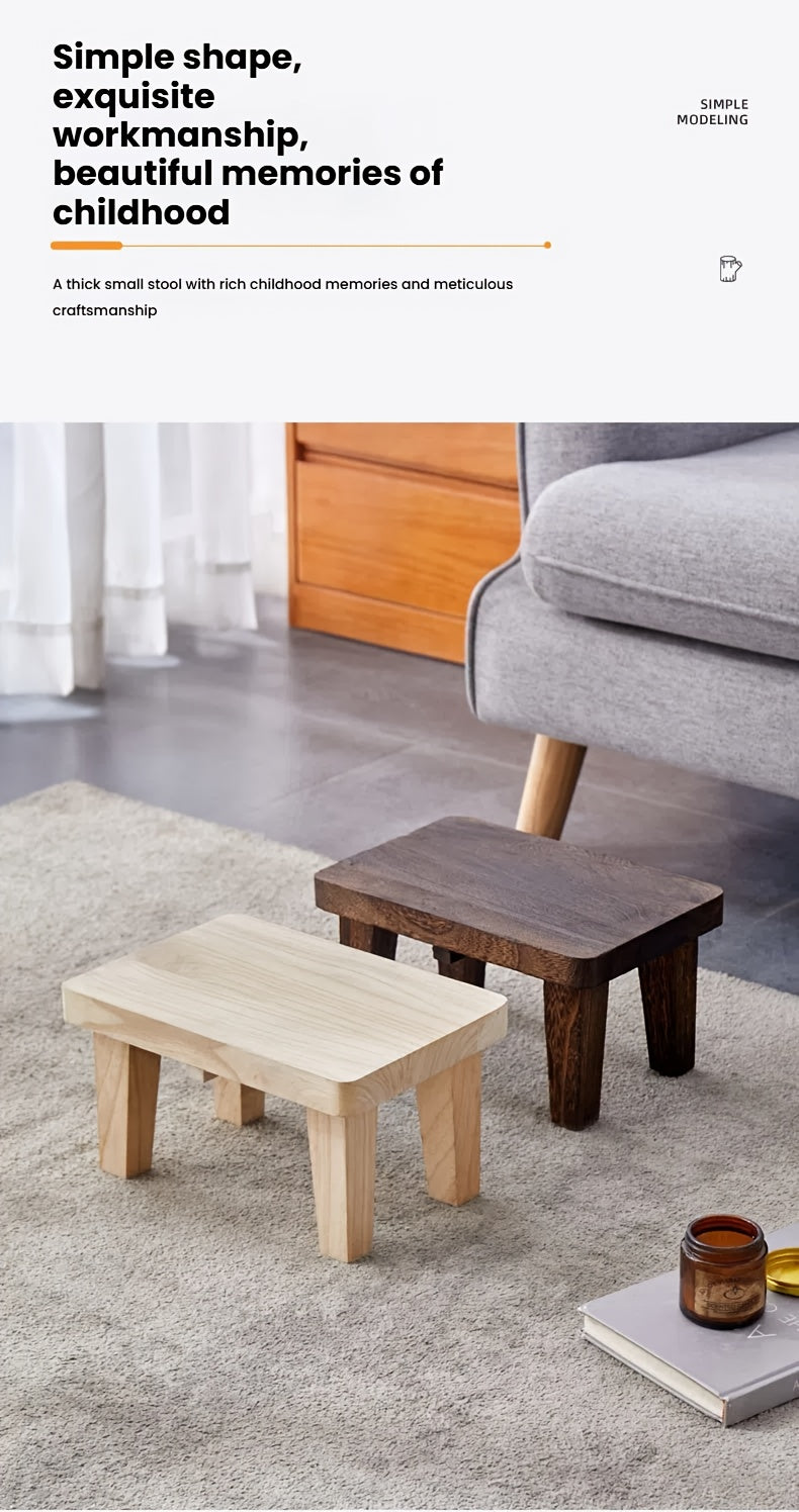 1pc Solid Wood Japanese-Style Square Stool - Wood Low Seat Chair, No Cushion, Square Base Footrest for /Outdoor Use, Living Room, Bedroom,, Entryway, Japanese Tatami Stool, Easy-Clean Furniture