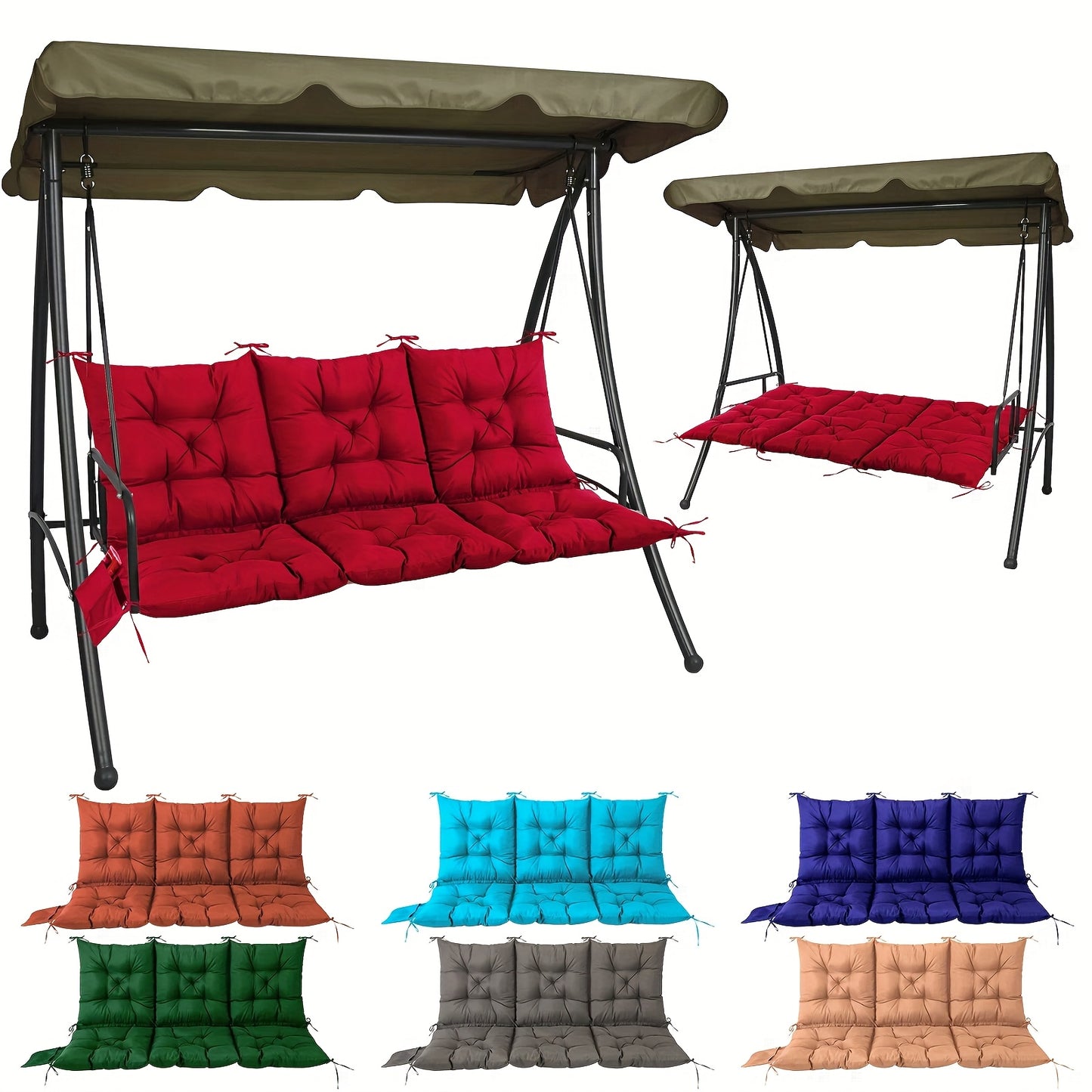 60X40 Inches Porch Swing Cushions, Patio Furniture Cushions with Straps And Backrest, 5" Thick, Outdoor Christmas Decoration, Christmas Gift, Outdoor Cushions for Patio Furniture, for Backyard And Garden (Swing Not Included)