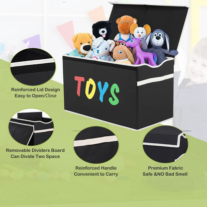 Kids Box Chest - Extra Large Lightweight Collapsible Storage Organizer Boxes Bins Baskets for Children, Boys, Girls, for nursery Room, Playroom, Closet Home Storage Boxes with Big Handles for Nursery, 26.8"X13.8"X16"