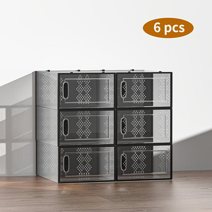 6/10/12/24 Pack Shoe Storage Box, Clear Plastic Stackable Shoe Organizer for Closet, Space Saving Foldable Shoe Rack Sneaker Container Bin Holder