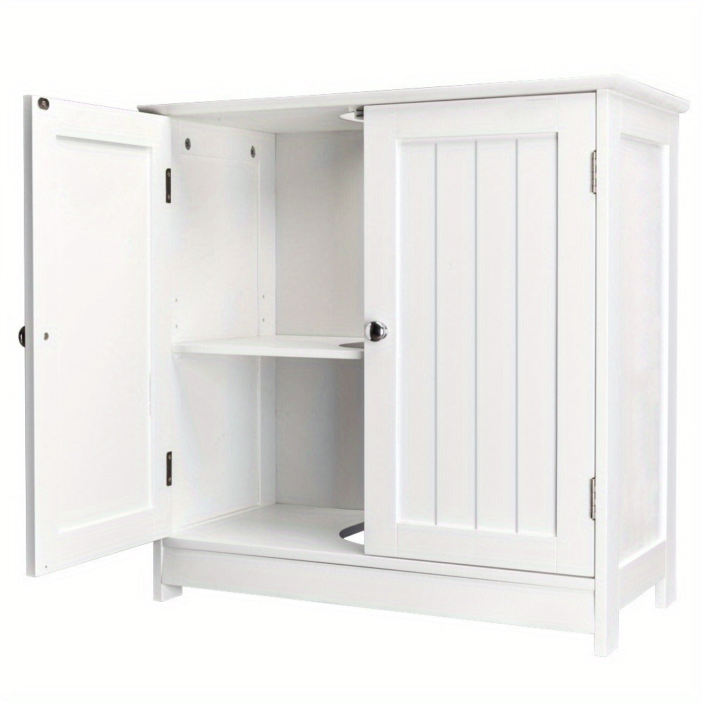 Under Sink Bathroom Cabinet with 2 Doors and Shelf White, Pedestal Sink Vanity Storage Organizer for Bathroom Toiletries & Cleaning Supplies