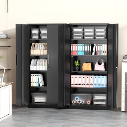 Lockable Metal Storage Cabinet 71"H with Adjustable Shelves & Locking Doors – Freestanding Steel Organizer for Garage, Gym, Home Office & School