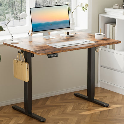 Electric Standing Desk Adjustable Height – Motorized Sit Stand Desk with Memory Presets, Home Office Ergonomic Workstation, 40/48/55 Inch, Black, Oak, Brown, White