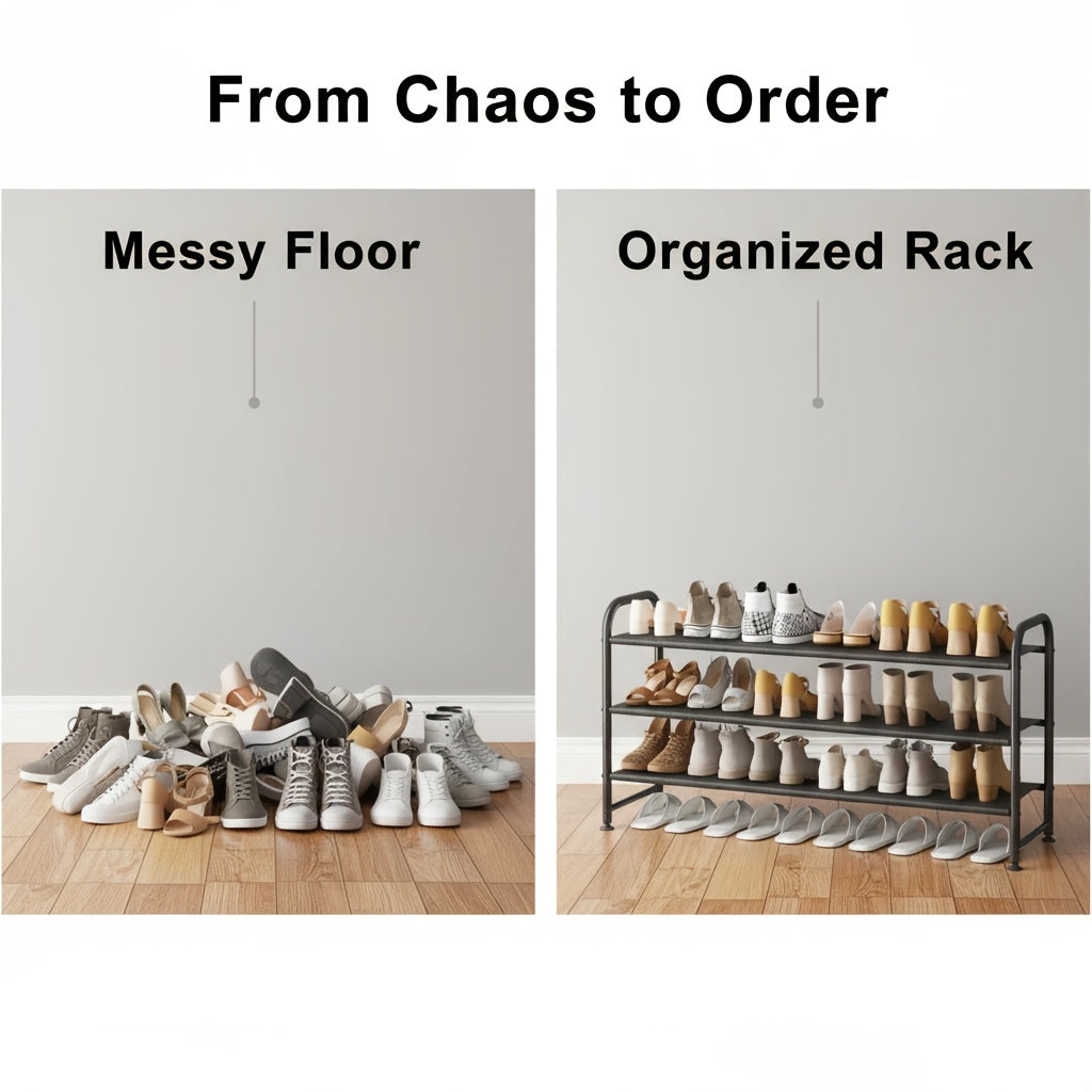 SUOERNUO 2/3/4-Tier Long Shoe Rack, Large Capacity Storage Organizer, Stackable Wide Shoe Rack Suitable for Wardrobe, Floor, Entrance, Porch, And Storage