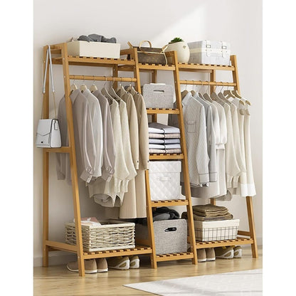 A multi capacity storage rack with brown and brown options, equipped with 5 side storage racks. A hat rack with shelves and bags is suitable for home storage, and a side hat hook is suitable for bedroom and hat room storage Specifications: with bag or wit