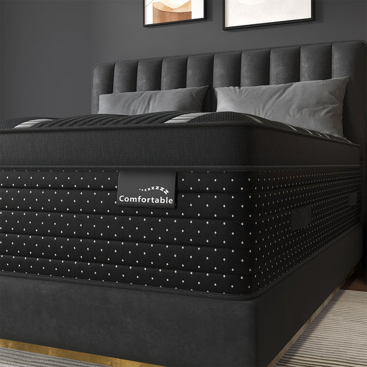 12/14 Inch Gel Memory Foam Hybrid Mattress Twin Full Queen King Sizes Mattress Bed In A Box, Euro Top Medium Firm for Back & Lumbar Support, Individual Pocket Spring Bed for Motion Isolation & Fiberglass Free