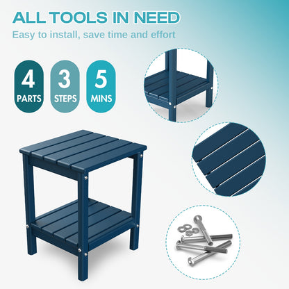 [HDPE Adirondack Side Table] Weather Resistant HDPE Adirondack Side Table | Outdoor Rectangular End Table for Adirondack Chair, Patio, Pool, Garden | 14 x 13 Inch Camping Accessories & Patio Furniture
