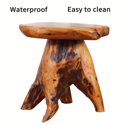[Cedar Wood Stool] Organizedlife 1pc Natural Edge Cedar Wood Tree Stump Garden Stool End Table Indoor/Outdoor, Small Wooden Mushroom Side Table for Restaurant