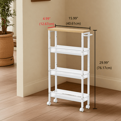 4-Tier Metal Kitchen Shelf With 360° Swivel Wheels,29.99"H x15.99"W x 4.99"D,Space-Saving, Ideal For Spices, Bottles, Snacks - Suitable For Kitchen, Living Room, Bedroom