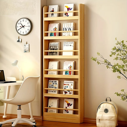Solid Wood Over-the-Door Bookshelf – Ultra-Thin Narrow Wall-Mounted Storage Shelf, 2-6 Tiers, 0 Formaldehyde, Space-Saving for Living Room, Bedroom & Study