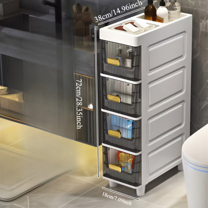 Slim Storage Cabinet with Drawers, Waterproof PP Material, 3 4 5 6 Layer Drawer Unit for Bathroom Kitchen Bedroom Small Spaces Organization