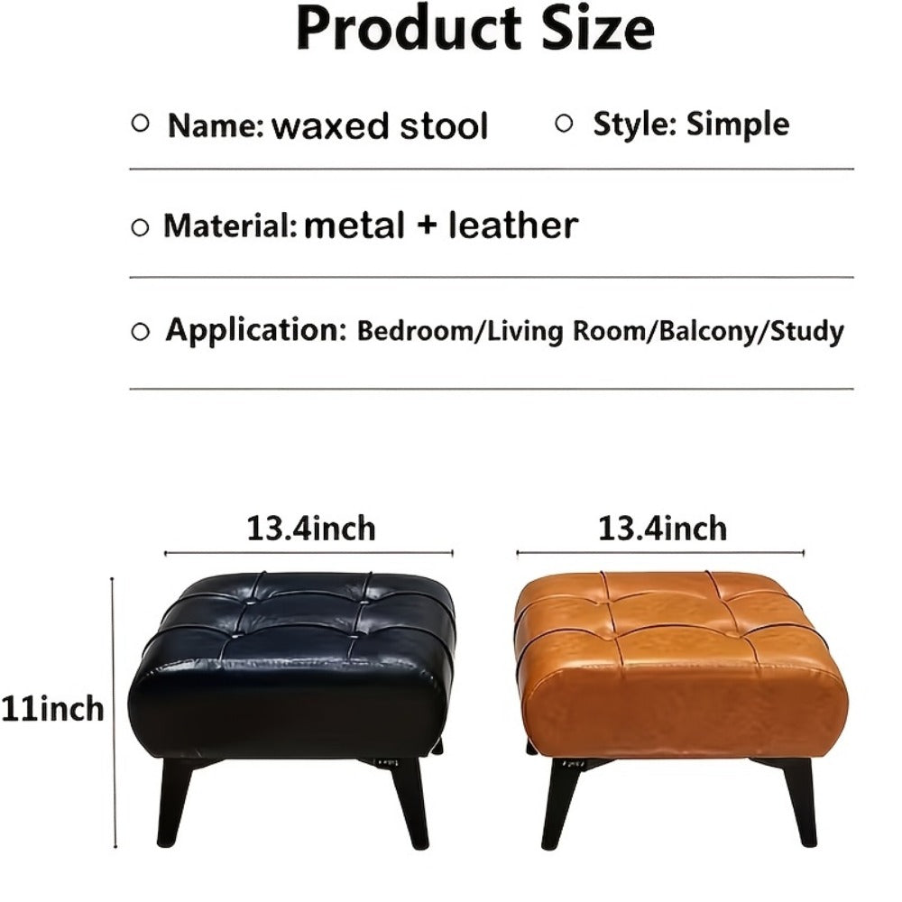 Memory Foam Footstool Square Ottoman Cushioned Shoe Changing Stool – Modern Low Stool for Living Room Hallway Entryway, Multifunctional Home Decor Stool, Black