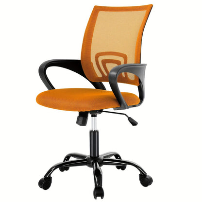 Mid Back Ergonomic Mesh Office Chair with Armrest & Lumbar Support – Swivel Rolling Computer Desk Chair for Home Office & Work, Black, Pink, White, Blue, Grey, Green, Orange, Red
