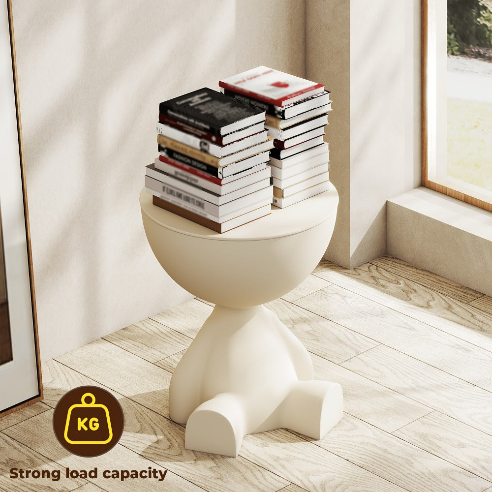 Round End Table with Hidden Storage – Cute Novelty Side Table & Nightstand for Small Spaces | Compact Plastic Accent Table for Living Room, Bedroom & Dorm | Stylish Gift for Home Lovers