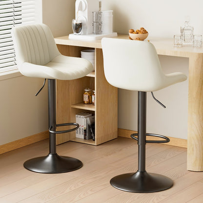 Counter Height Bar Stools Set of 1 2 3 4 Adjustable Swivel Upholstered Barstools with Back & Footrest for Kitchen Counter & Island – 6 Colors