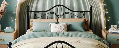 HOOMIC Platform Bed Frame, Metal Bed Frame Featuring a Butterfly Pattern on The Headboard And Footboard, No Box Spring Required, Easy to Assemble