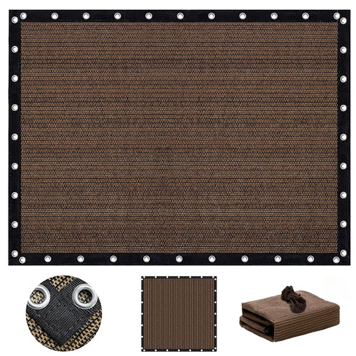 6/8/10/12ft Shade Fabric, Sun Shade Cloth, 90% Shade Net, Shade Screen, Shade Cover, Privacy Screen with Grommets for Patio Garden Pergola Cover Canopy(Brown)
