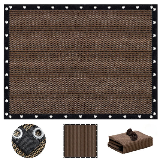 6/8/10/12ft Shade Fabric, Sun Shade Cloth, 90% Shade Net, Shade Screen, Shade Cover, Privacy Screen with Grommets for Patio Garden Pergola Cover Canopy(Brown)