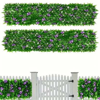 2pcs Expandable Artificial Vine Privacy Fence - Durable Plastic, Connectable Green Wall, for Outdoor Garden, Home, Halloween, Christmas Decor, UV-Resistant, Easy to Install, Expanded: 78.74" × 15.75", Closed: 15.75" × 7.87