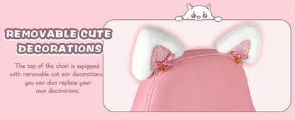 Gaming Chair with Cat Ears And Cat Paw Cushion Pillow, Cute Computer Chair for Girl with Footrest, Ergonomic Gamer Chair, Kawaii Gaming Chair, Reclining Game