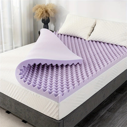 Egg Crate Mattress Topper Lavender Infused Memory Foam 2 3 4 Inch, Cooling Ventilated Soft Bed Topper for Pressure Relief & Support, Twin Full Queen King, Mattress Topper in a Box