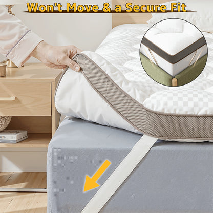 Upgraded Luxury Mattress Topper, Deep Pocket And Lace-Up Style Quilted Mattress Cover, Machine Washable Bed, Soft Cooling Mattress Protector, Pet Friendly Non-Slip Breathable Bedding, Fit Mattress Bedroom, Apartment, Guest Room, School Dormitory