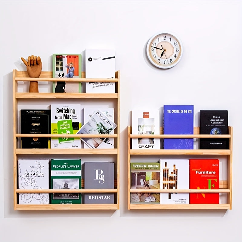 2/3/4/5/6-Tier Solid Wood Bookshelf, 0 Formaldehyde, Over-the-Door Bookshelf, Ultra-Thin Narrow Design, Wall-Mounted Storage Shelf for Living Room, Study, Bedroom, Space-Saving