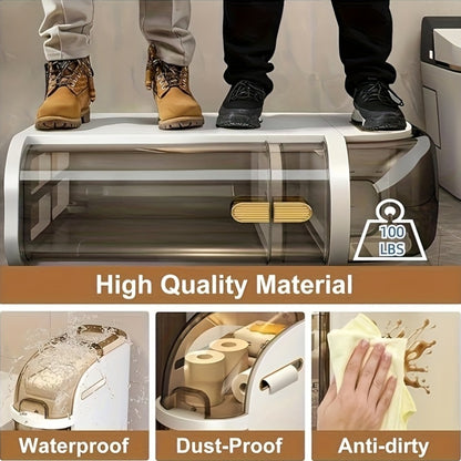 4-Tiers Slim Bathroom Storage Cabinet With Drawers & Tissue Box, Plastic Narrow Rolling Bathroom Tower Cart & No Installation For Small Spaces Kitchen Living Room