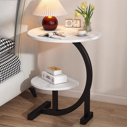 Exuding a Sense of Luxury! This Modern Light-luxury Wrought Iron Side Table Features Delicate Lines That Outline Minimalist Aesthetics. It Combines the Functions of a Sofa Side Cabinet and a Coffee Table, Making It Suitable for Both Bedrooms