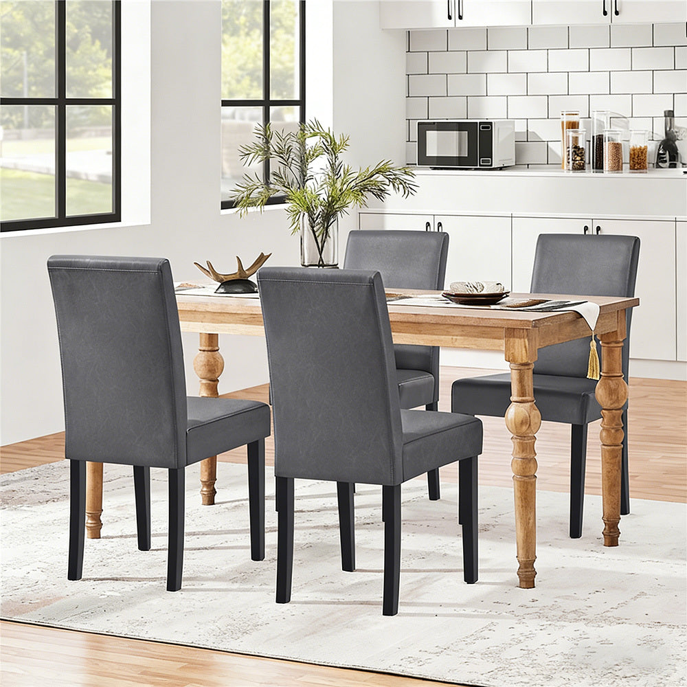 Costoffs Upholstered Dining Chairs Set of 2/4, Padded Leather Side Chairs with High Back & Rubberwood Legs, Modern Kitchen Chairs for Home, Kitchen & Restaurant, Black/White/Gray/Brown