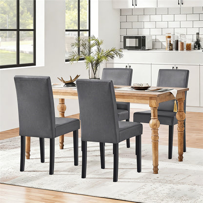 Costoffs Upholstered Dining Chairs Set of 2/4, Padded Leather Side Chairs with High Back & Rubberwood Legs, Modern Kitchen Chairs for Home, Kitchen & Restaurant, Black/White/Gray/Brown