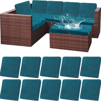 [Waterproof Cushion Covers] Outdoor Patio Cushion Covers Set of 8/10 Waterproof Stretch Seat Cushion Cover for Patio Furniture Outdoor Sofa Cushion Cover Replacement Couch Slipcovers Chair Seat Cover