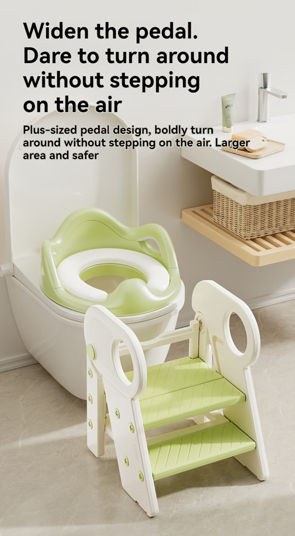 Kids Step Stool for Bathroom Sink Kitchen Counter, Adjustable 3 Step Stool for Toddler Toilet Potty Training Toilet Stool with Handles, Non-Slip Kids Step Ladder Learning Helper Tower