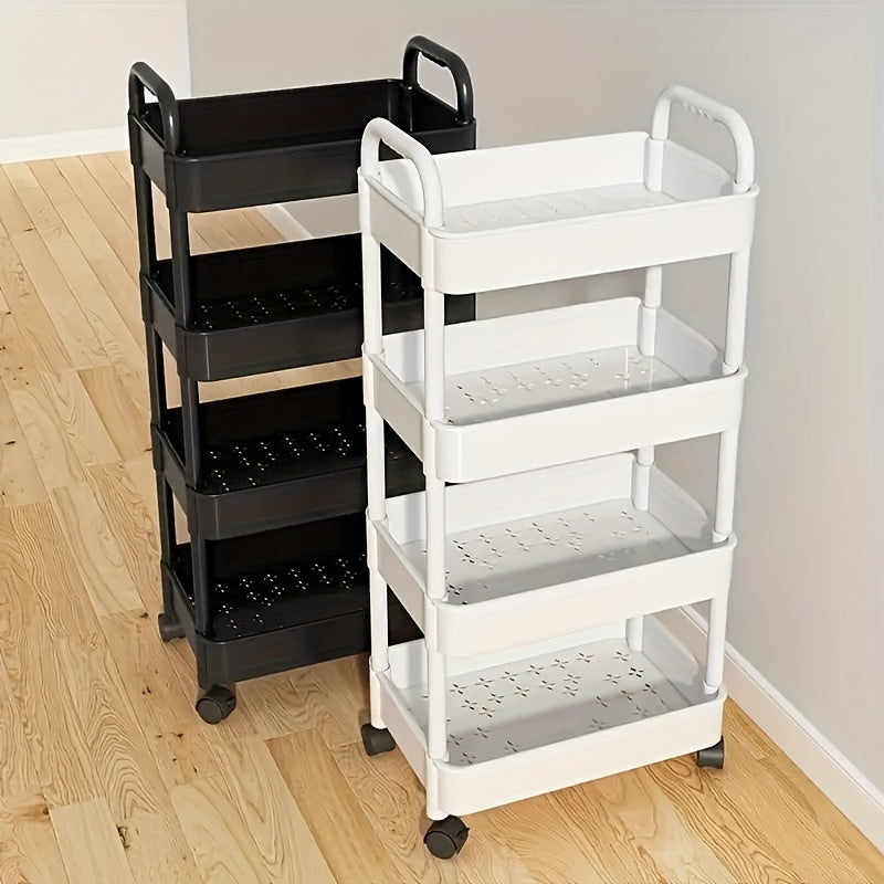 !! Mobile Storage Cart with Sliding Wheels, Space-saving Durable Plastic Design, Easy to Move, Suitable for Bedrooms, Kitchens, Offices, And Bathrooms As A Versatile Floor-standing Storage Rack