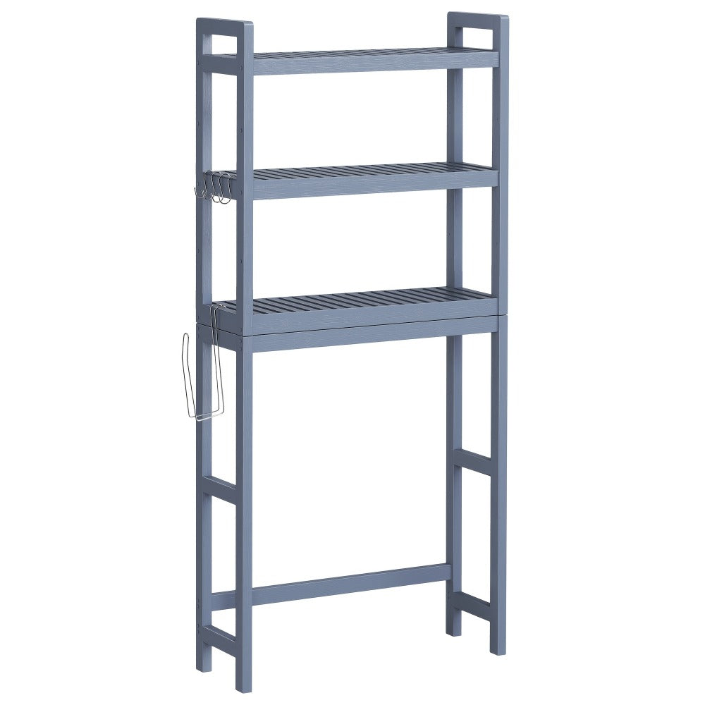 Over The Toilet Shelf Unit 3 Tier Adjustable Rust Resistant Bamboo MDF, Space-Saving Bathroom Organizer for Towels Toilet Paper Toiletries Vertical Storage
