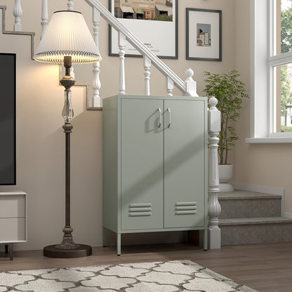 Metal Locker Storage Cabinet, Black Accent, Pantry Cabinet with Doors, Locker for Living Room, Kitchen, Office