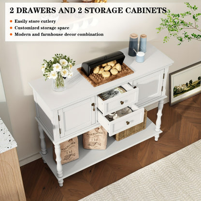 Console Table with 2 Drawers & Storage Shelf – Classic Wood Accent Sofa Table for Entryway Hallway Living Room & Behind Couch, HDF Construction, Red & White